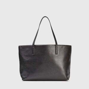 Classic Black Leather Tote Bag